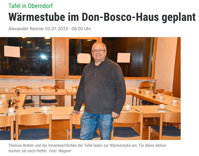 Wärmestube im Don-Bosco-Haus geplant | Schwarzwälder Bote vom 04.01.23